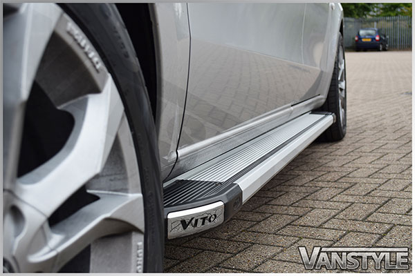 Stainless Steel Dark Chrome Side Step Rails 2 Pcs. Black Nerf Bars for  Mercedes Vito W447 2014-2019