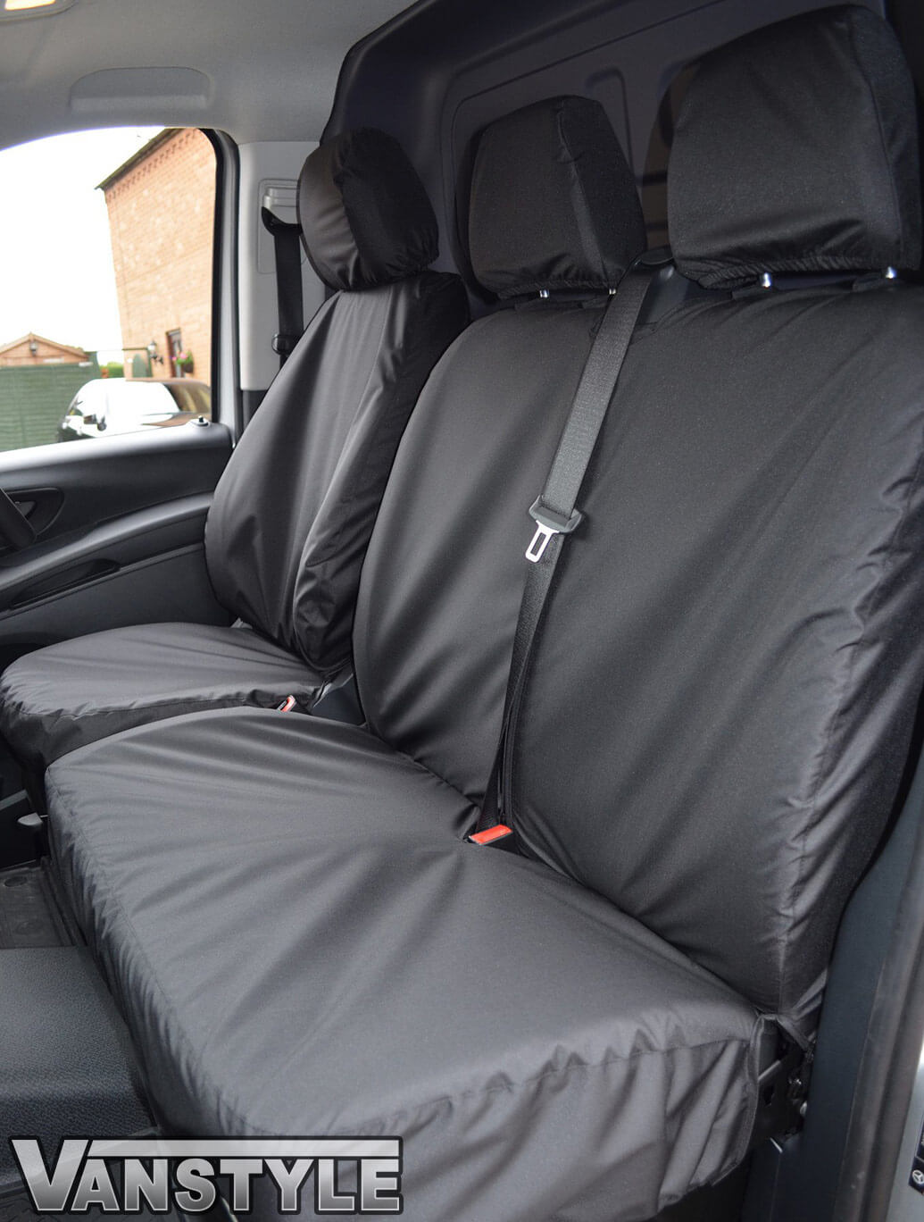 Mercedes Vito W447 2 Front Seats - Tailored Black Van Memory Foam Seat  Covers