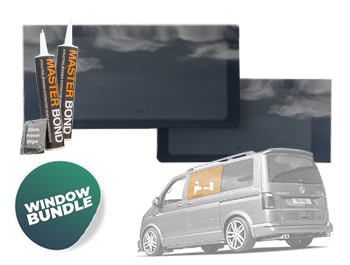 VW T5-T6.1 Pair of Fixed Window Glass + Fitting Kit