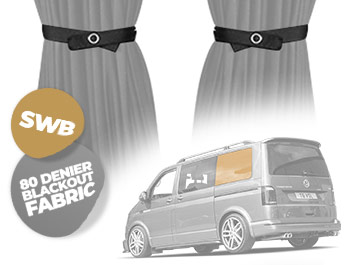 Tailored Blackout Curtain - Grey - Rear Quarter SWB - VW T5 T6