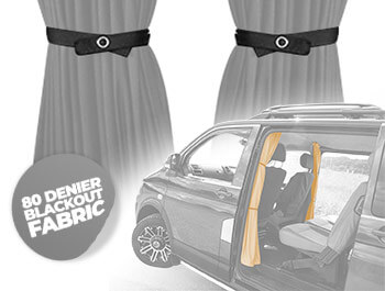 Tailored Blackout Curtain - Grey - Rear Quarter SWB - VW T5 T6 - Vanstyle