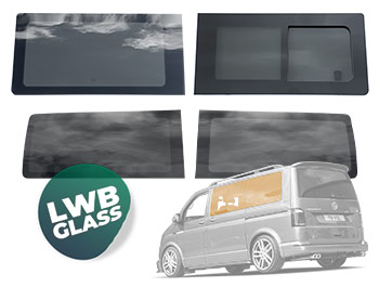 Front Rear Side Glass Set - 1x Sliding Window - VW T5 T6 LWB - Vanstyle